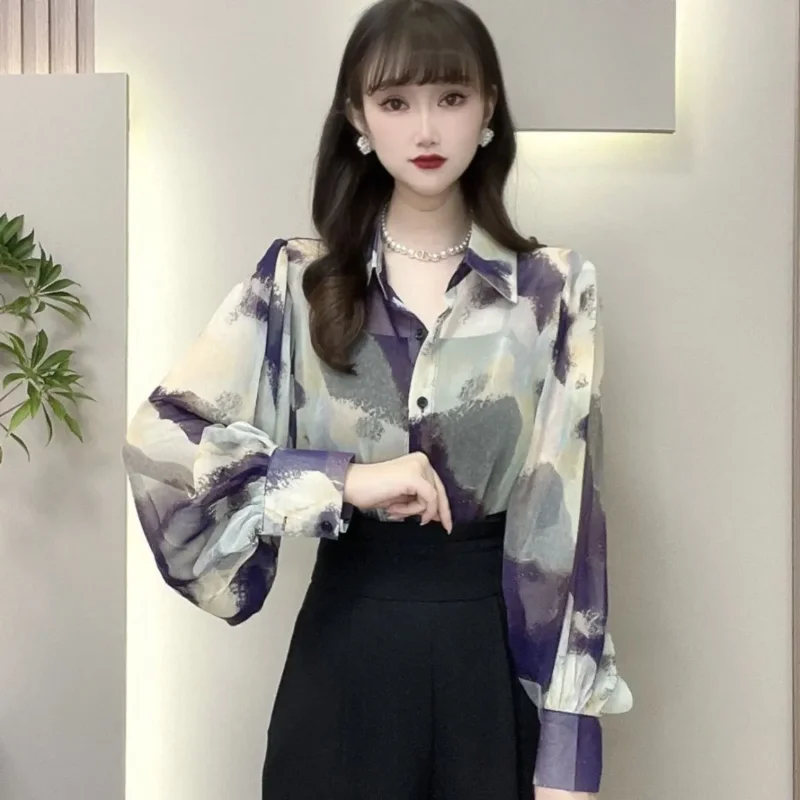 

Women's Black Print Chiffon Blouse Puff Sleeve Shirt Casual Office Date Outfit 2026