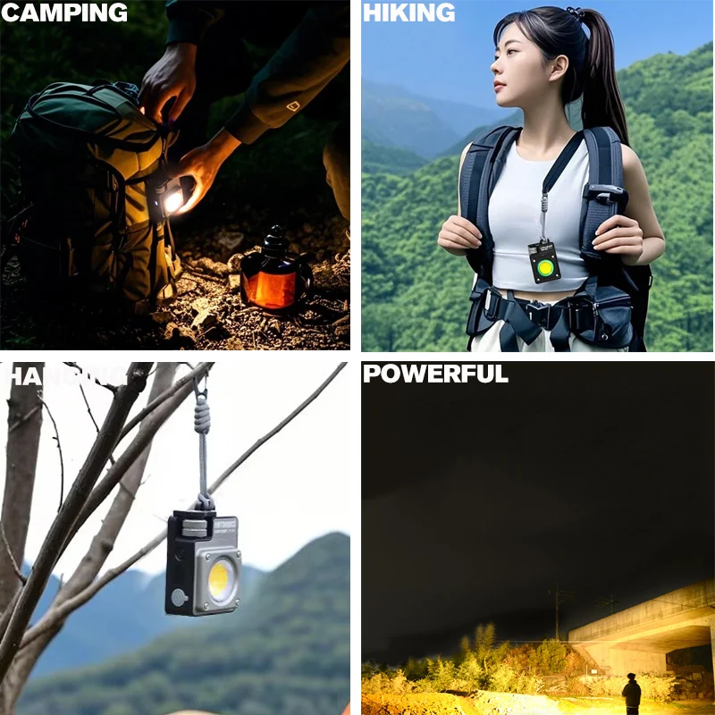 New Powerful EDC Keychain Camping Light 3000mAh Multifunction Rechargeable Flashlight 120LM-3500LM Portable Outdoor Camping Lamp