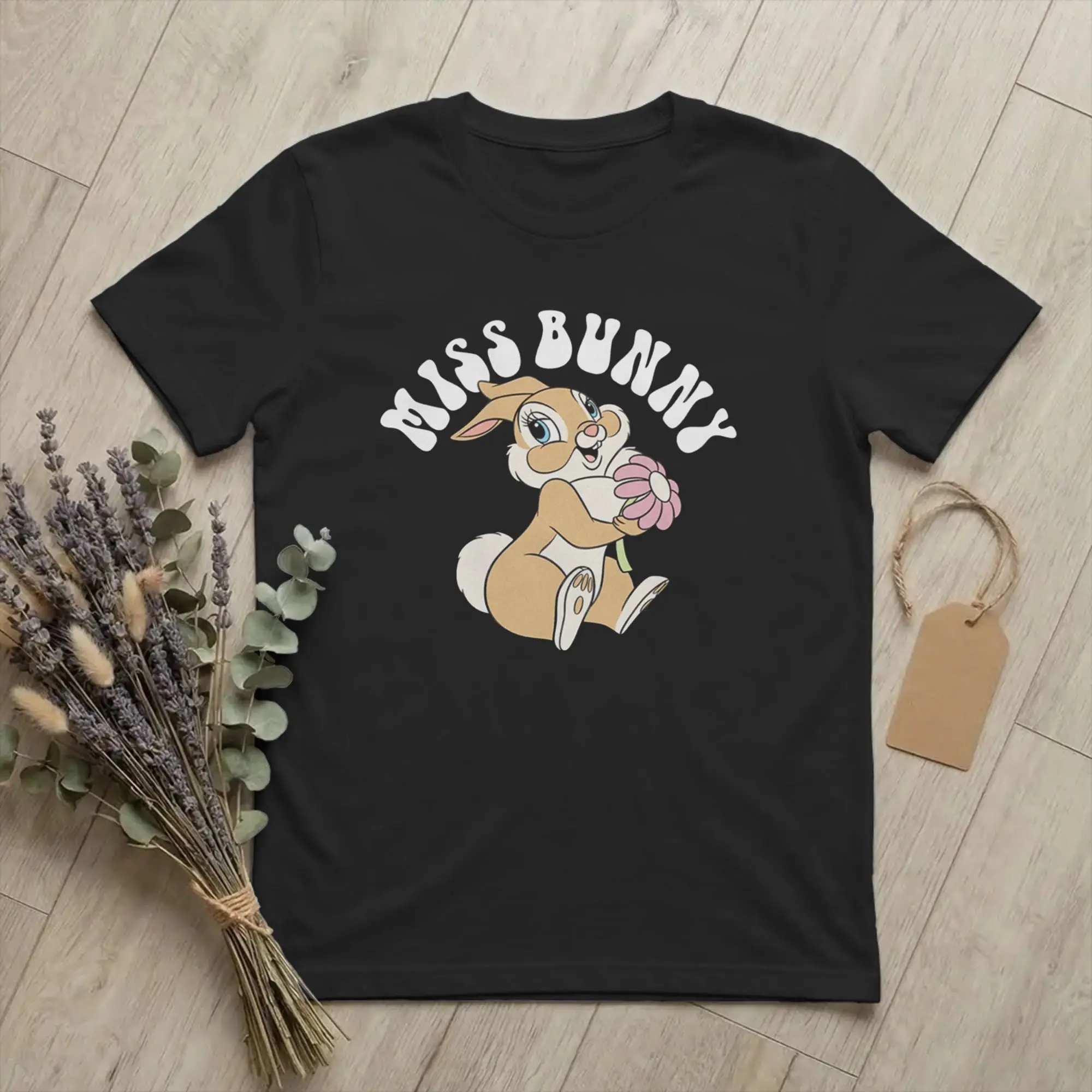 Bambis Miss Bunny T Shirt Men Women's Pure Cotton Vintage T-Shirt O Neck  Tees Short Sleeve Clothing Party
