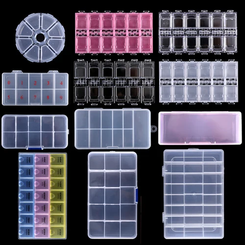 Imagen 2 del producto Caja de almacenamiento para decoración de uñas, estuche con diamantes de imitación, gemas, cuentas de joyería, contenedor de plástico, accesorios para uñas, contenedor vacío para manicura DIY, 1 ud.