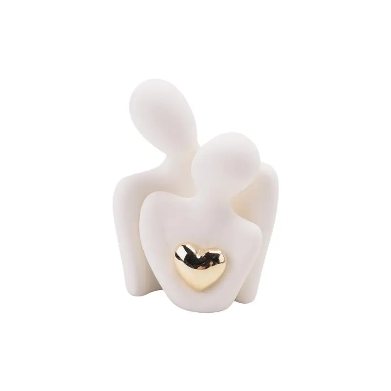 A74E-Mini Couple Statue Tv Stand Decor Home Decor Knick Knacks Couples Love Office Show Pieces White B