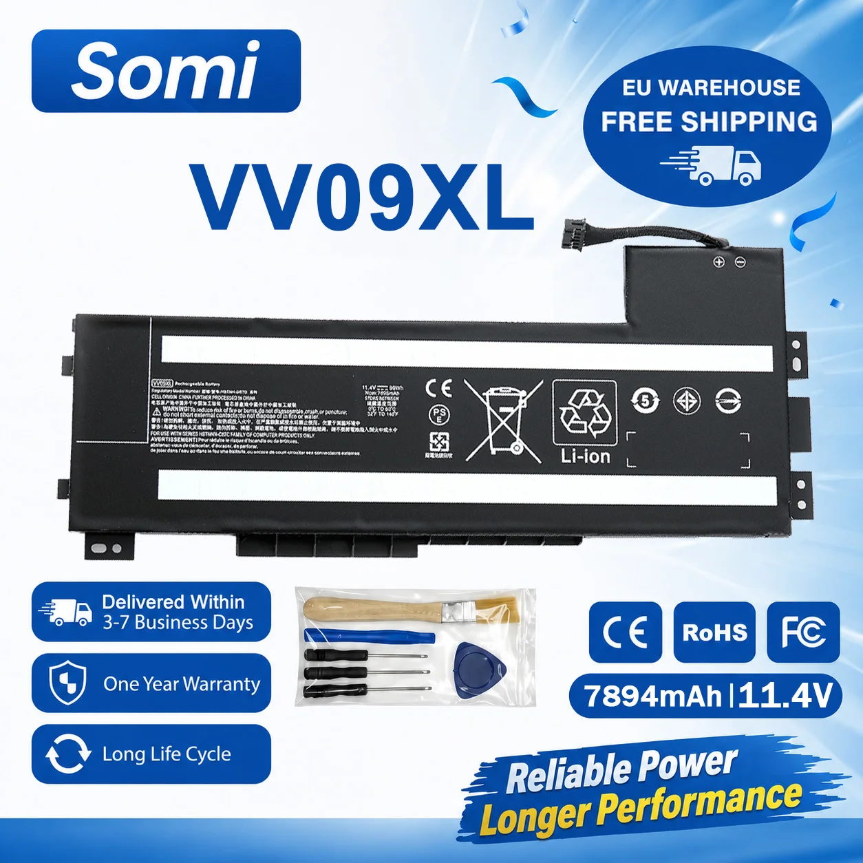Somi VV09XL Laptop-Akku für HP ZBook 15 G3 G4 Serie HSTNN-DB7D HSTNN-C87C 808398-2C2 808398-2C1 808452-005 11.4V 90WH