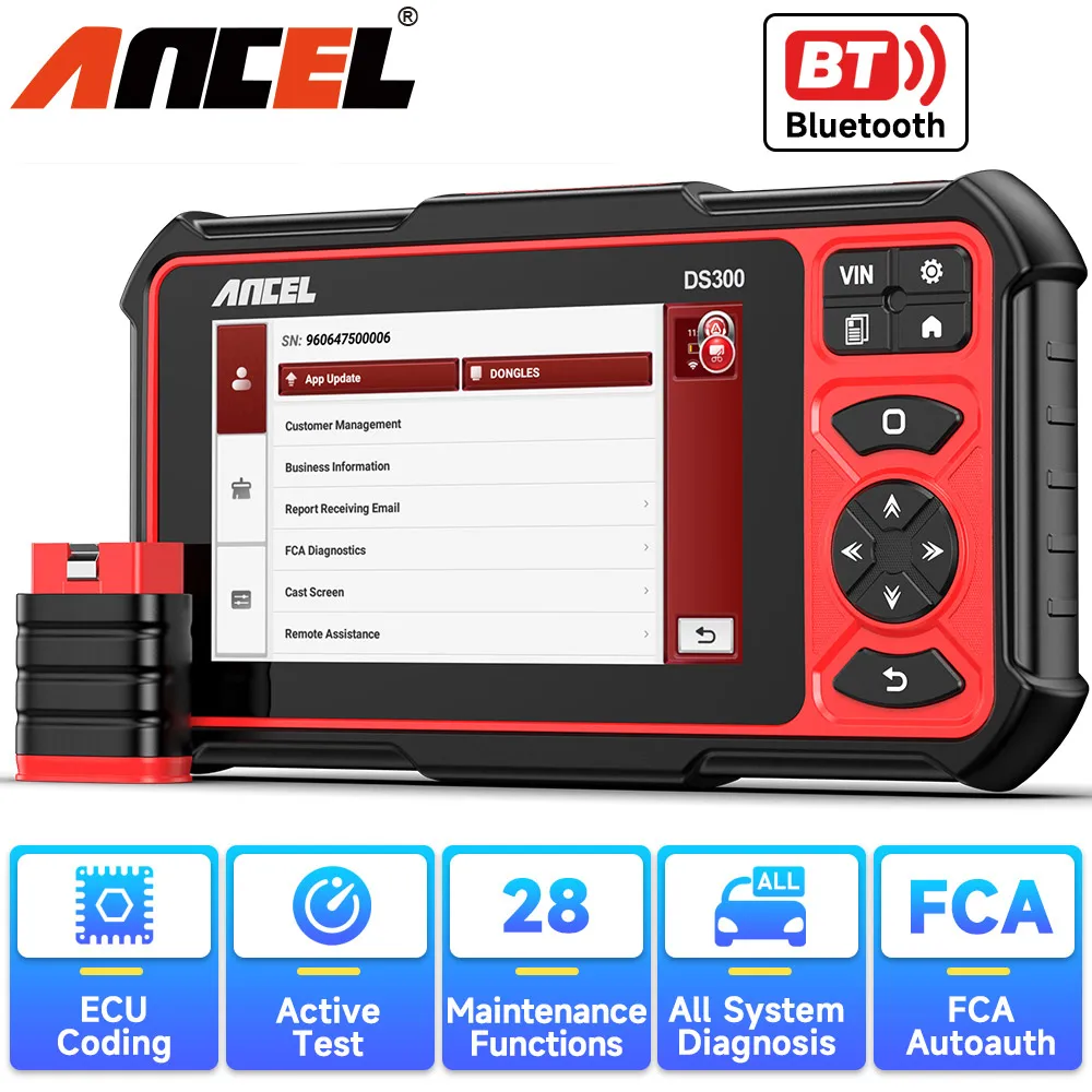 

New ANCEL DS300 OBD2 Car Diagnostic Tool Bluetooth All System Bi-directional ECU Coding A/F Adjust 28 Reset OBD2 Auto Scanner