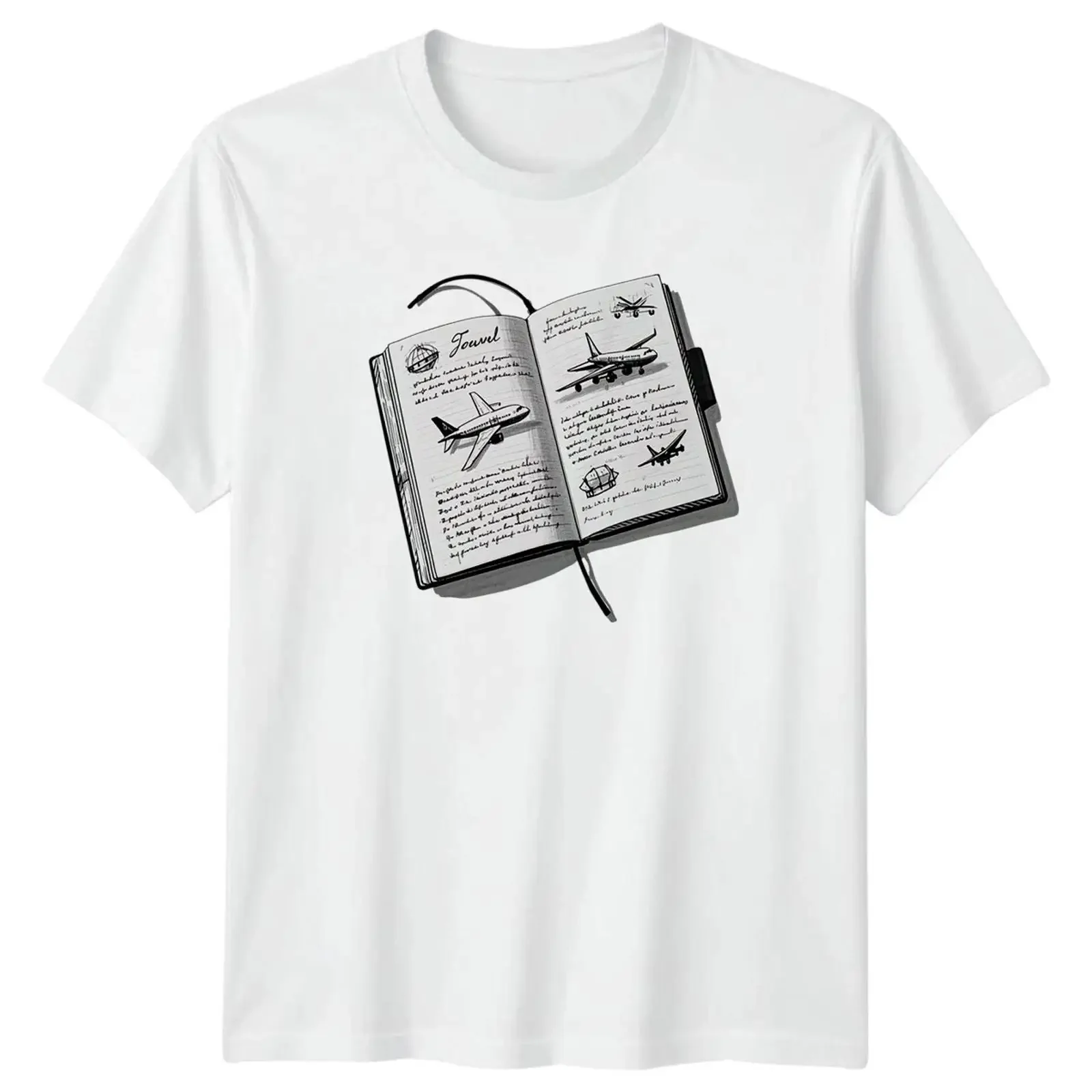 Travel Journal Sketch T Shirt Luftfahrt Geschenk für Sie und Ihn vintage Washed graphic Stretched Casual fashion Slightly