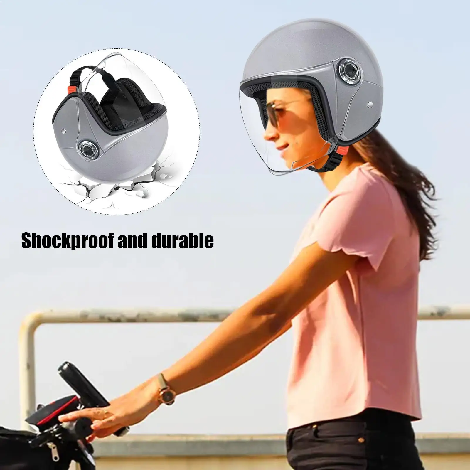 Large Motorcycle Helmet Open Face Adults Helmets Protective Gear With Visor For Outdoor Riding Adventure Commuting Sportbike