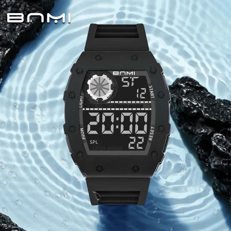 BNMI High Quality Men's Sports Watch Weekly Calendar Display Waterproof Alarm Chronograph Electronic Digital Watches Teenagers