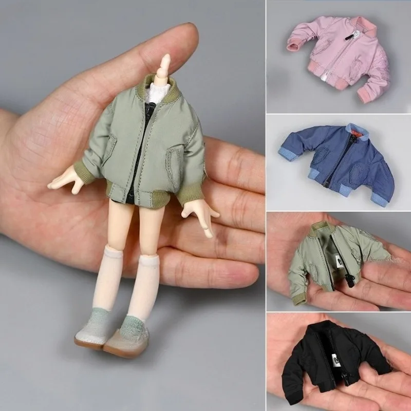 

1/12 Scale Female/male Soldier Pilot Jacket Cotton-padded Coat Model with Pocket Zipper for 6inch Action Figures BJD Doll