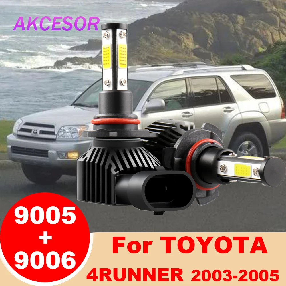 

9005 LED 9006 Car Headlight Bulbs 4 Sides Chips HB3 HB4 fit for TOYOTA 4Runner 2003 2004 2005 High Low Beam 60W 6000LM Auto Lamp