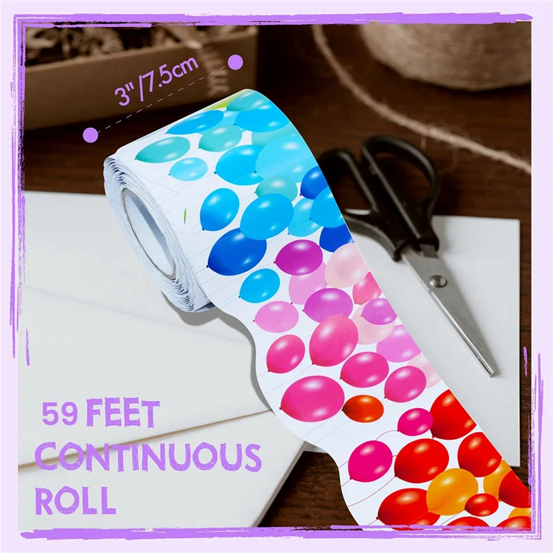 A33T-59 قدم بالونات ملونة حدود لوحة الإعلانات، ملصقات حواف ملفوفة على شكل صدفي للفصول الدراسية والمدرسة والمكاتب