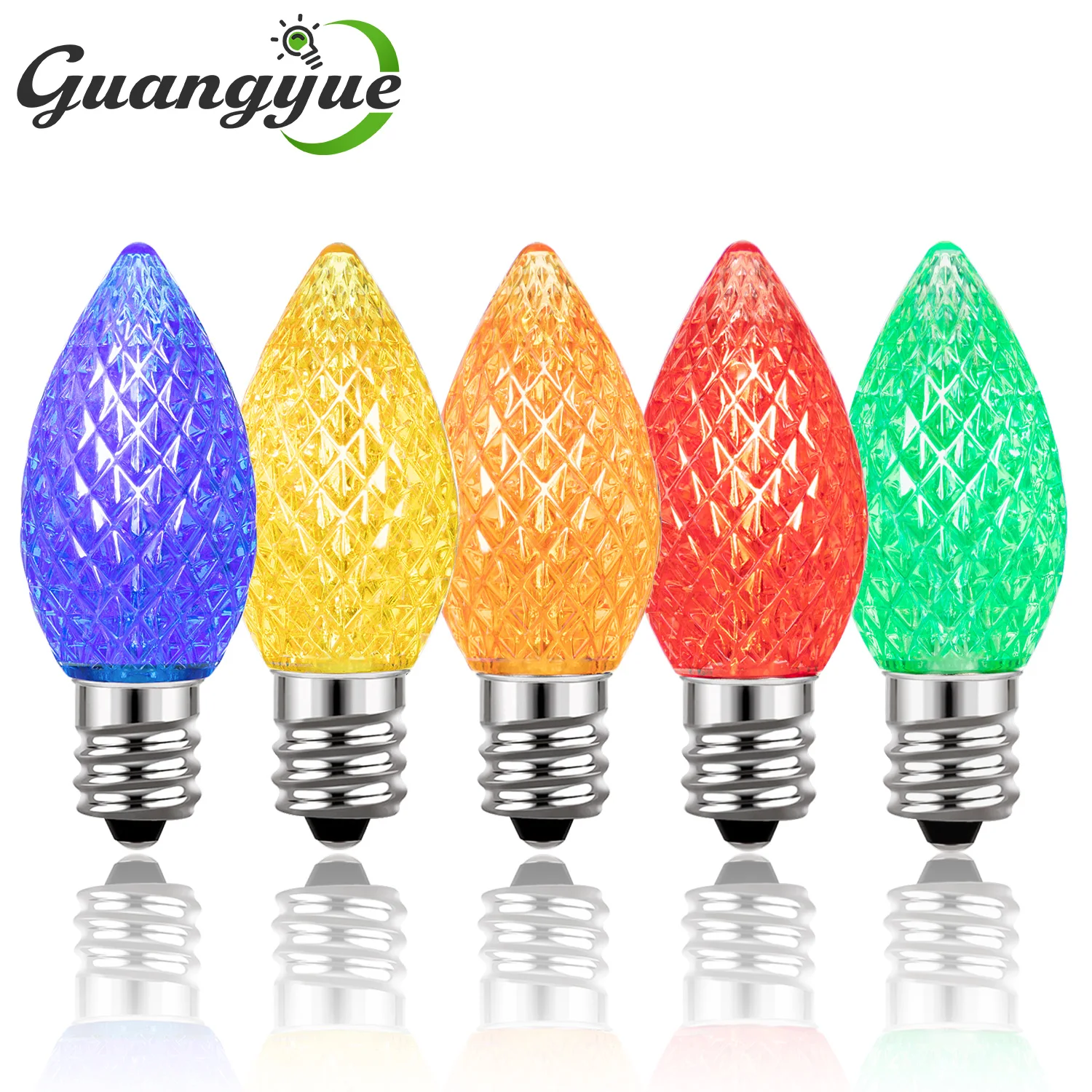 Multicolor C7 LED Light Bulbs 0.6W E12 Christmas Decoration Night Lights Vintage Candle Lamps for C7 Outdoor String Lights