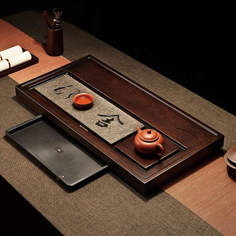 

Tableware Wooden Tea Tray Rectangle Decorative Accessories Coffeeware Tea Tray Ceremony Drainage Bandeja Madera Home Products