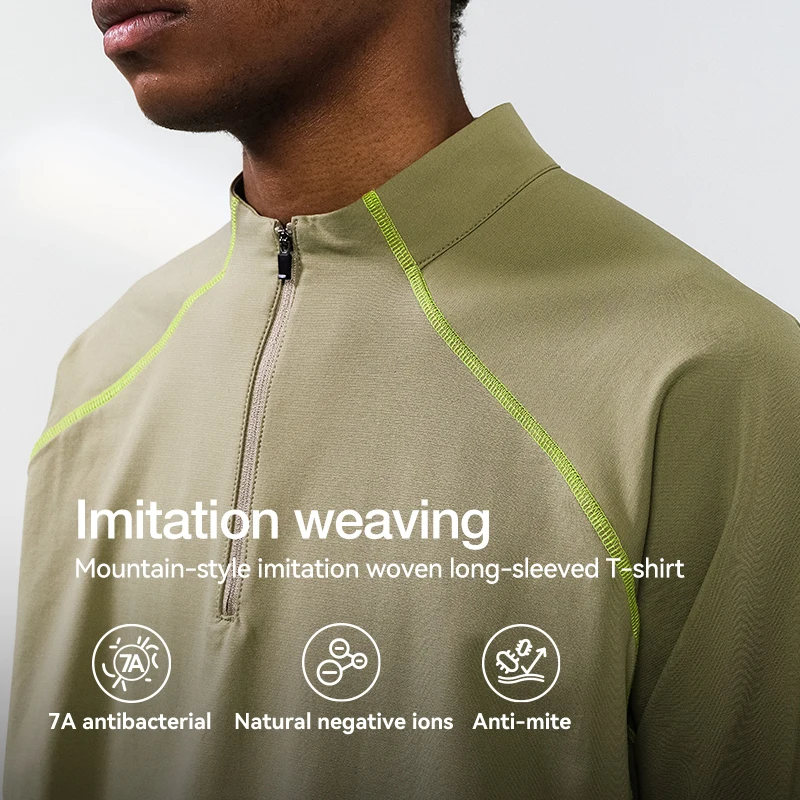 INFLATION Men's Windproof Long Sleeve T-Shirt 2025 Autumn High Neck Half-Zip Base Layer Outdoor Thermal Performance Top