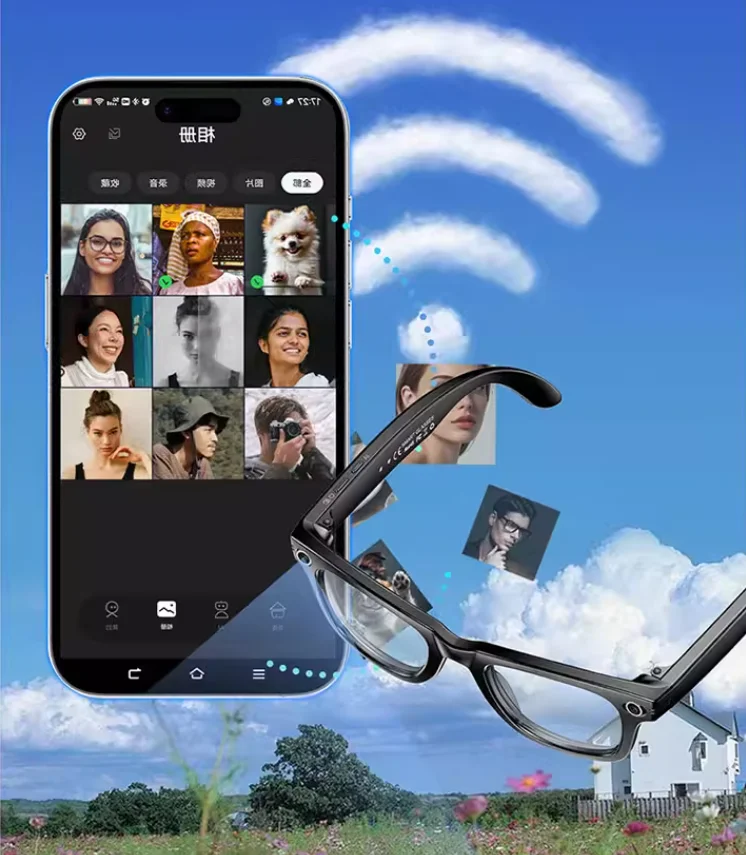 

AI Smart Glasses - 8MP Camera for First-Person Vlog, Voice Translation, Music & Calls, IP65 Waterproof, Ultra-Light