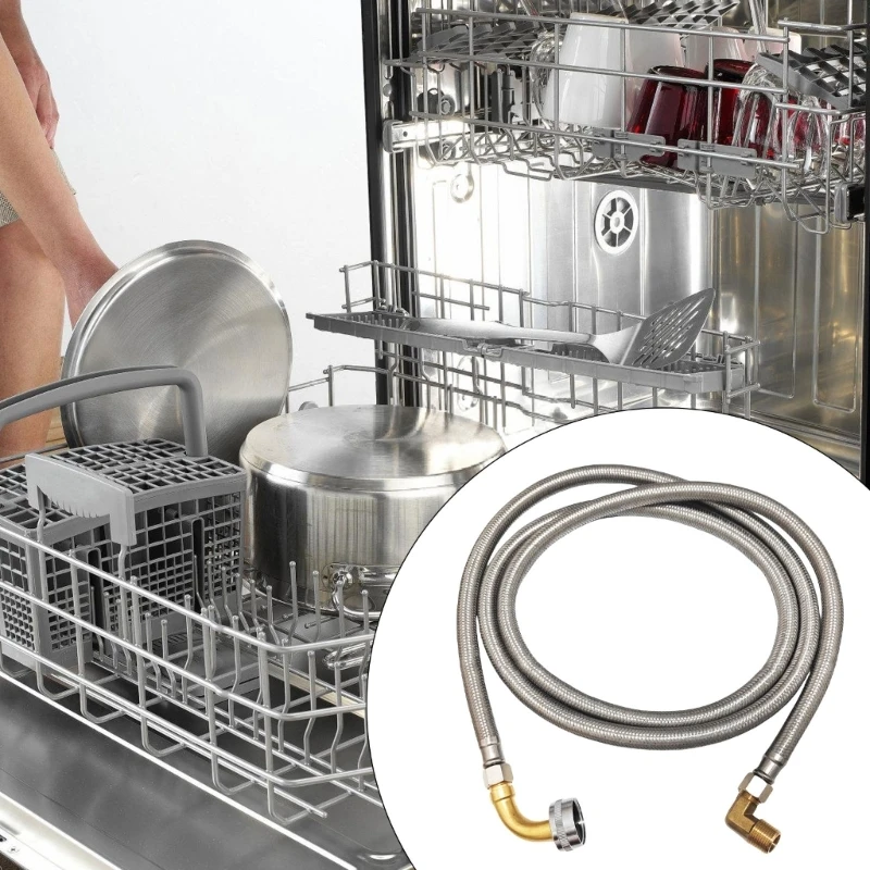 Conjunto conexões lava -louças Conjunto aço inoxidável Mangueira aço para serviço sem vazamento