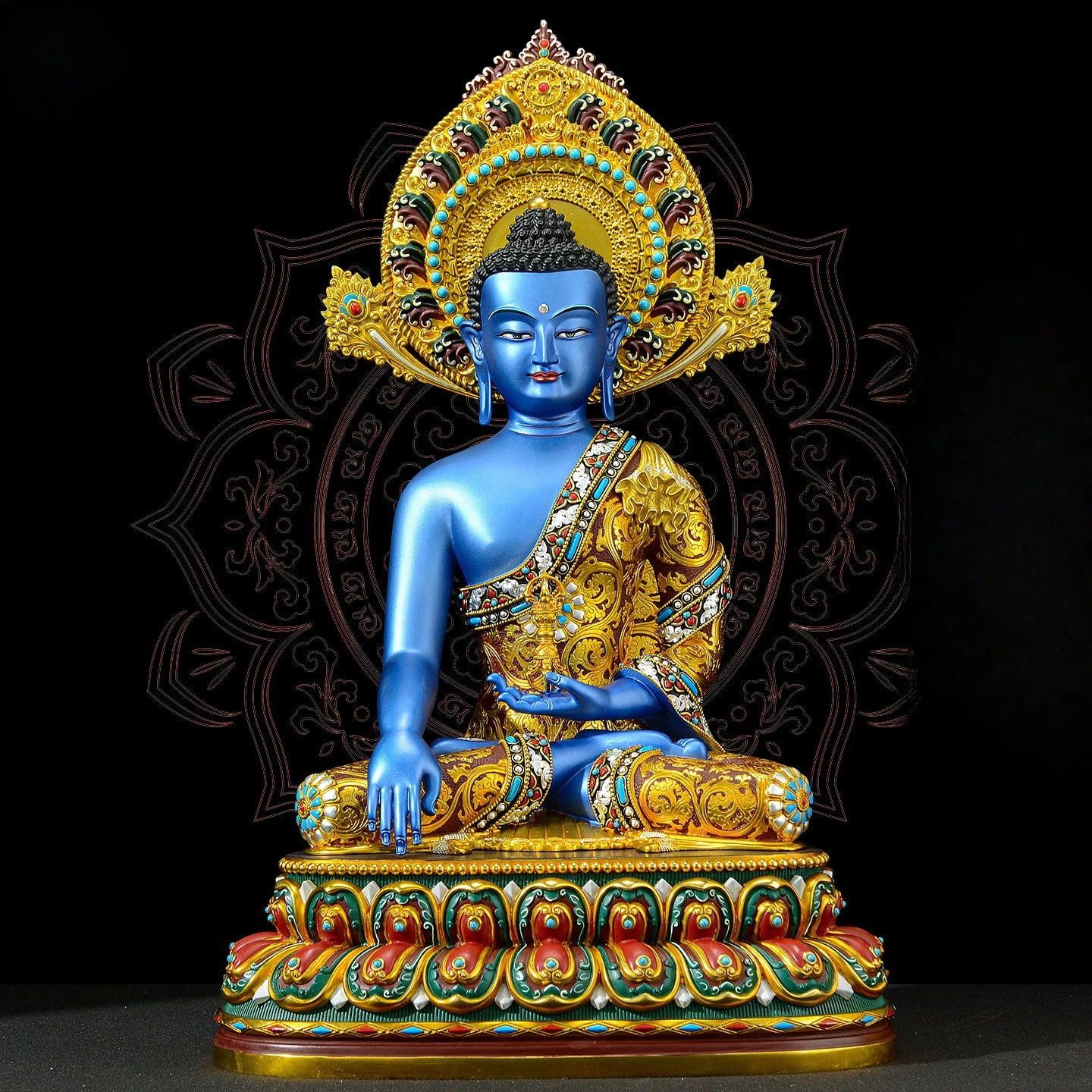CZ Tibetan Village Painted Seiko Motionless Buddha Indoor Household Motionless Tathagata Bronze Buddha Statue Tabletop Ornament