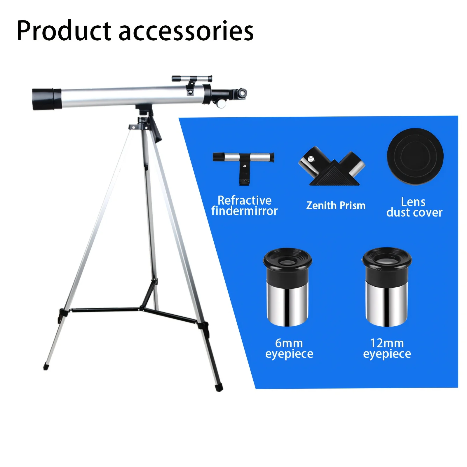 100x Refracting Telescope Magnification,Includes Two Eyepieces Tabletop Tripod,Finder Scope Telescope for Astronomy Beginners