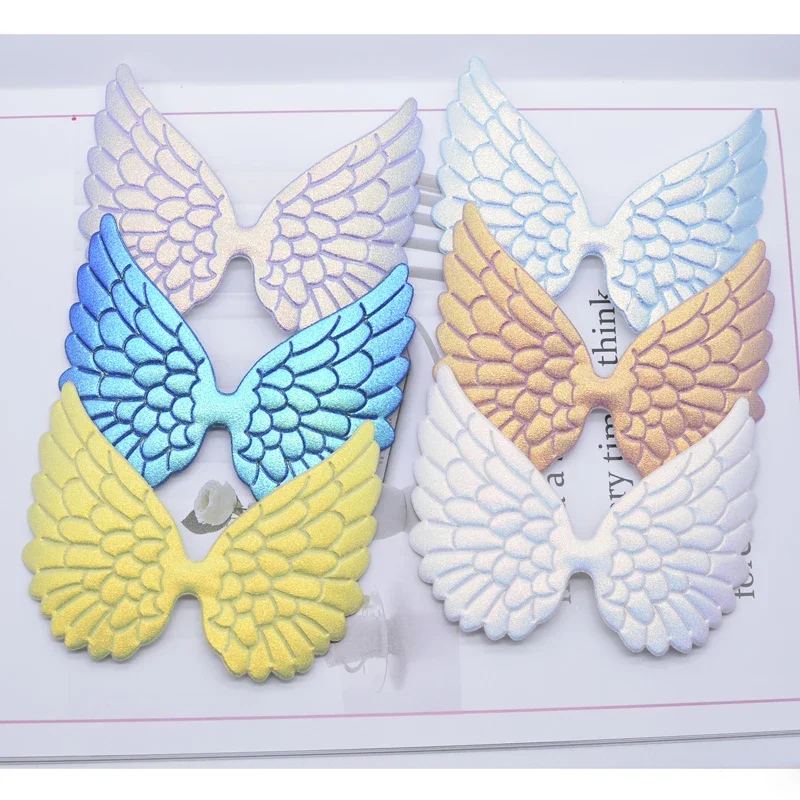 6Pcs/set 108*80mm Shiny Angel Wing Appliques Sided Home Decor Fairy Wing Patches DIY Bag Clothes Headwear Bow Tie Accessories