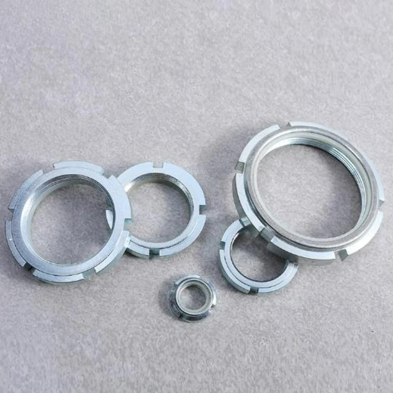 1-10pc Guk Nylon Non-return Lock Nut Galvanized Carbon Steel Anti-loosening Self-locking Round Nut Slotted Tight Groove M10-M100