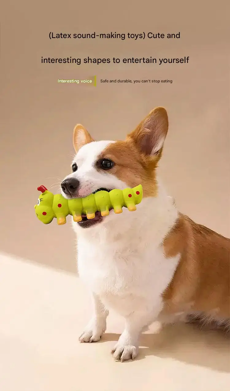 Hunde-Soundspielzeug: Latex-Raupe mit Quietschfunktion, langsam zurückfedernd, zur Stresslinderung, simuliertes Raupenspielzeug aus Latex mit Geräuscheffekten – Detail 1
