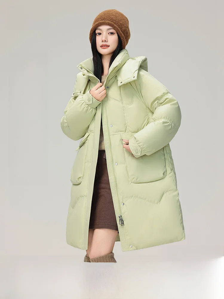 

Snow Flying Women's Mid-Length down Jacket Detachable Hood Thickened Warm Sweet Style Fashionable Polyester Fiber Duck down