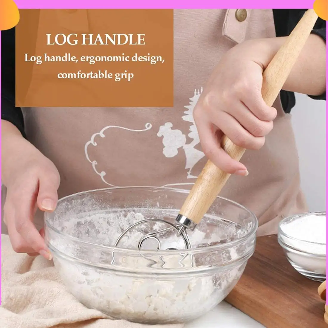 

A23P 3 Pack Danish Dough Whisk Bread Mixer,Dutch Whisk With Dough Scraper For Bread,Pastry Or Pizza Dough,Sourdough Bread,Etc