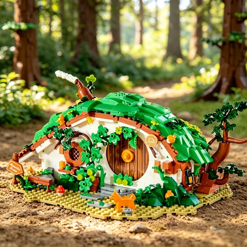 

2026 Dwarf Cabin Building Blocks Set Creative Forest Cottage Model Desktop Ornament Handmade Assembled Bricks