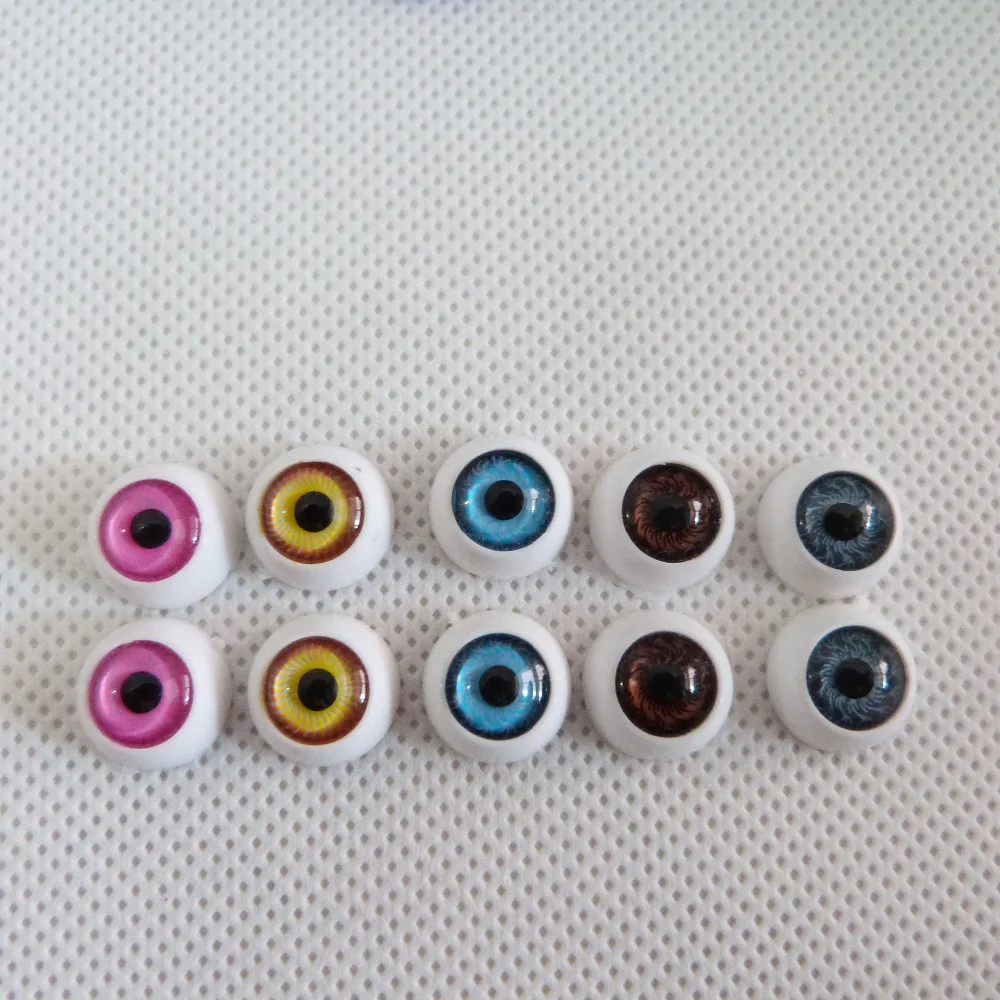 50pcs/lot 12mm flat back round plastic toy animal eye beads for diy doll accessories--color option