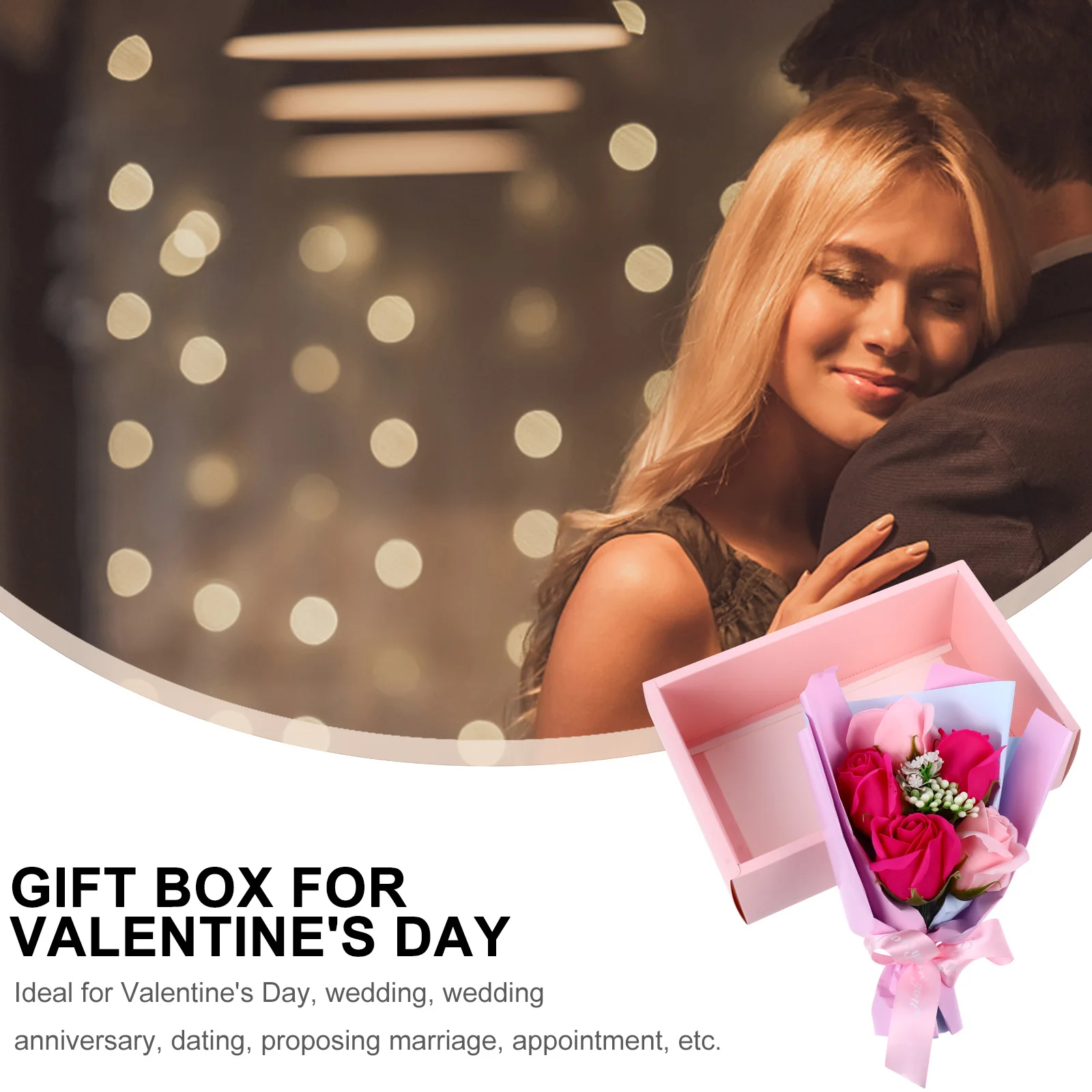 

1pc Rose Bouquet Soap Flower Gift Box For Valentine Wedding Anniversary Artificial Flower Arrangement Decor Party Supplies