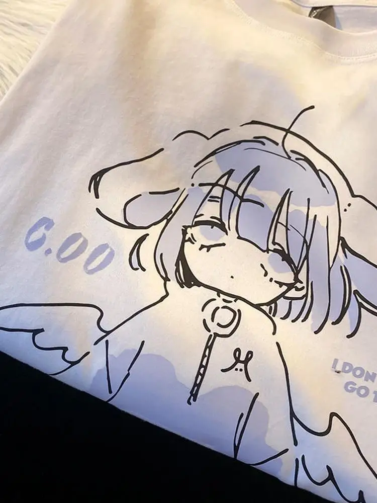 Harajuku Anime Girl Design Sweatshirts Couples Kawaii Hoodie Comfortable Creative Top All-Match Comfortable Streetwear Womens