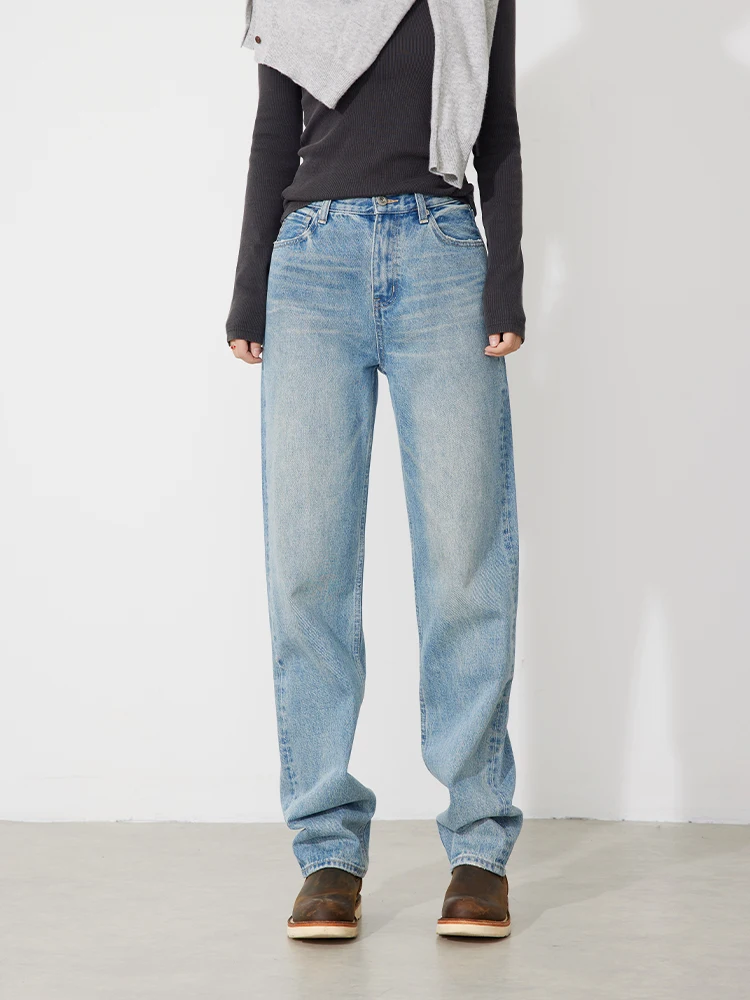 

RUGOSAM, прямые брюки с высокой талией, оригинальные джинсы, женские джинсовые брюки, Новое зимнее поступление, женские джинсы из теплой ткани RT0034