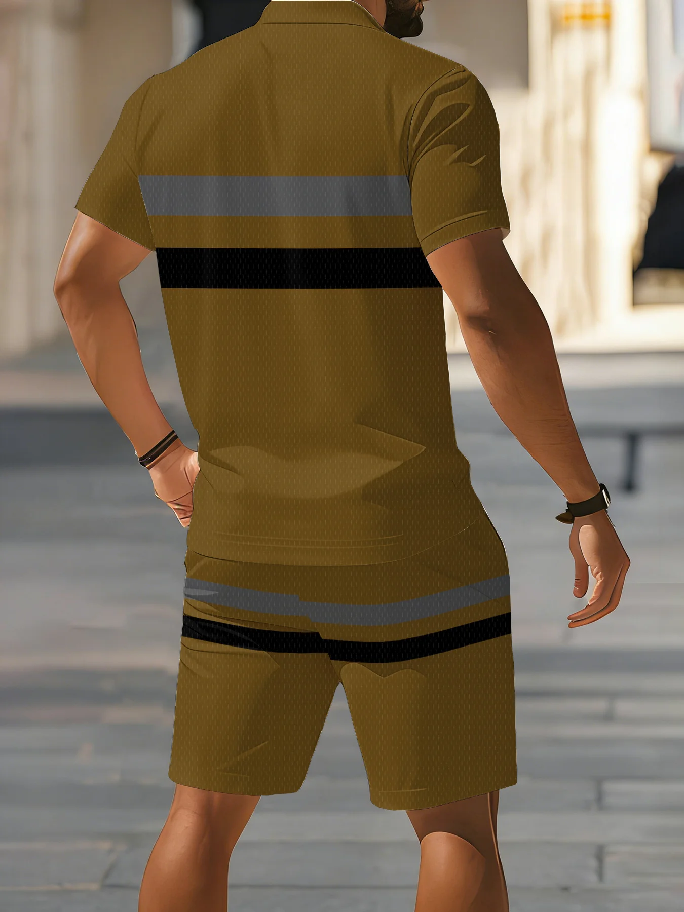 2026 Summer Men's Polo Shirt Set - 3D Printed Design Breathable Lightweight Comfortable Fashionable Outdoor Men's Clothing - view 6