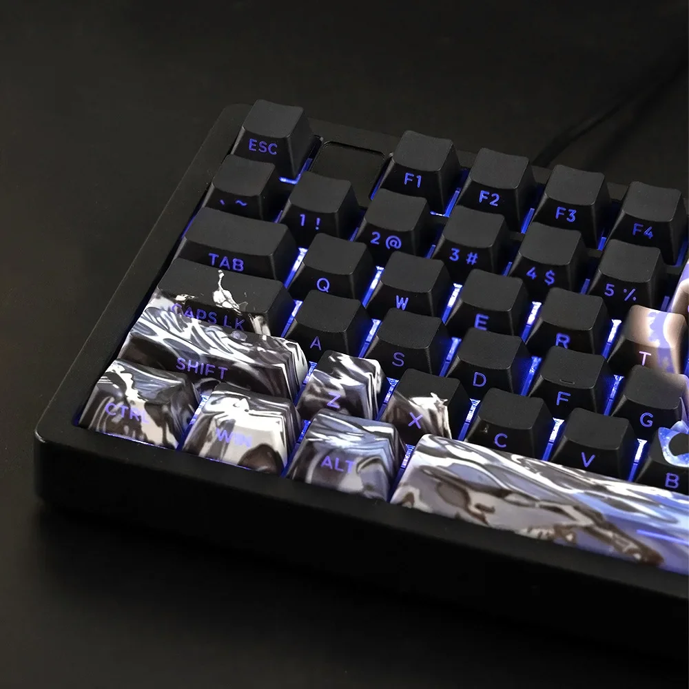 

"Blue Sea Chaosheng" original side engraved transparent keycaps PBT creative personality sublimation customized keycaps