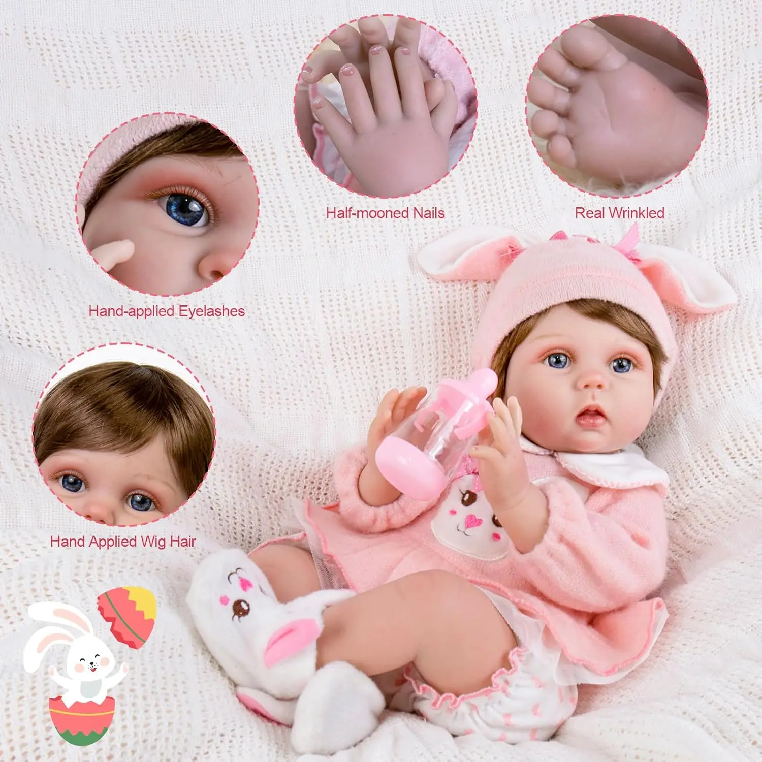 NPK 22 ''Handgemaakte Levensechte Echte Bebe Pop Reborn Lucy 3D Huid met Zichtbare Aderen Collectible Art Doll Kerstcadeau