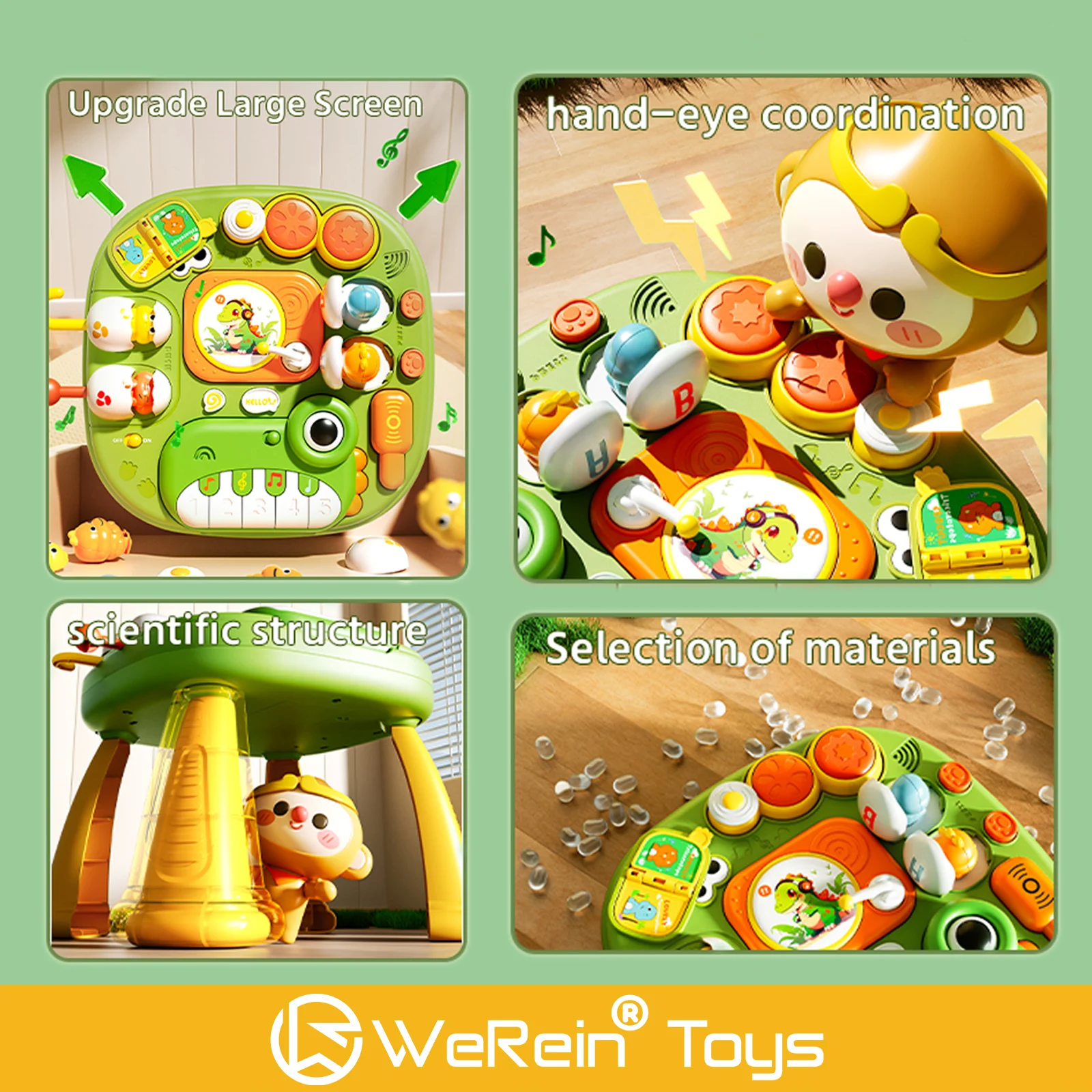 Boîte occupée sur le thème des dinosaures pour nourrissons et tout-petits, avec mécanisme de cache-cache musical, jouet éducatif pour plusieurs voies de jeux