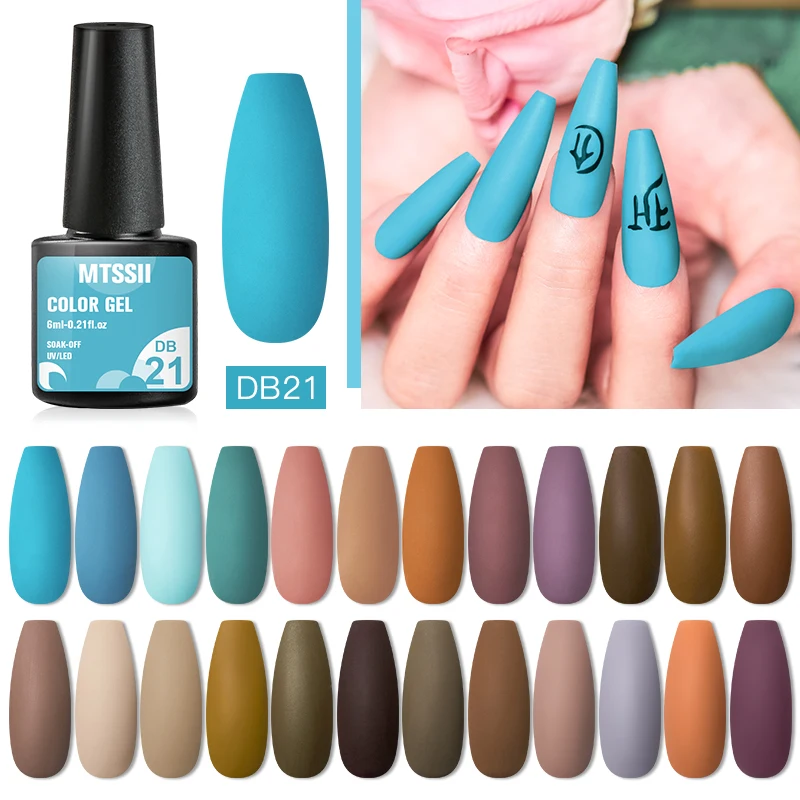 Mtssii Blau Grau Serie Nagellack Farbe Gel 6ml Tränken Weg UV Gel Lacke Winter Nail art Design DIY nagel Basis Matte Top Mantel