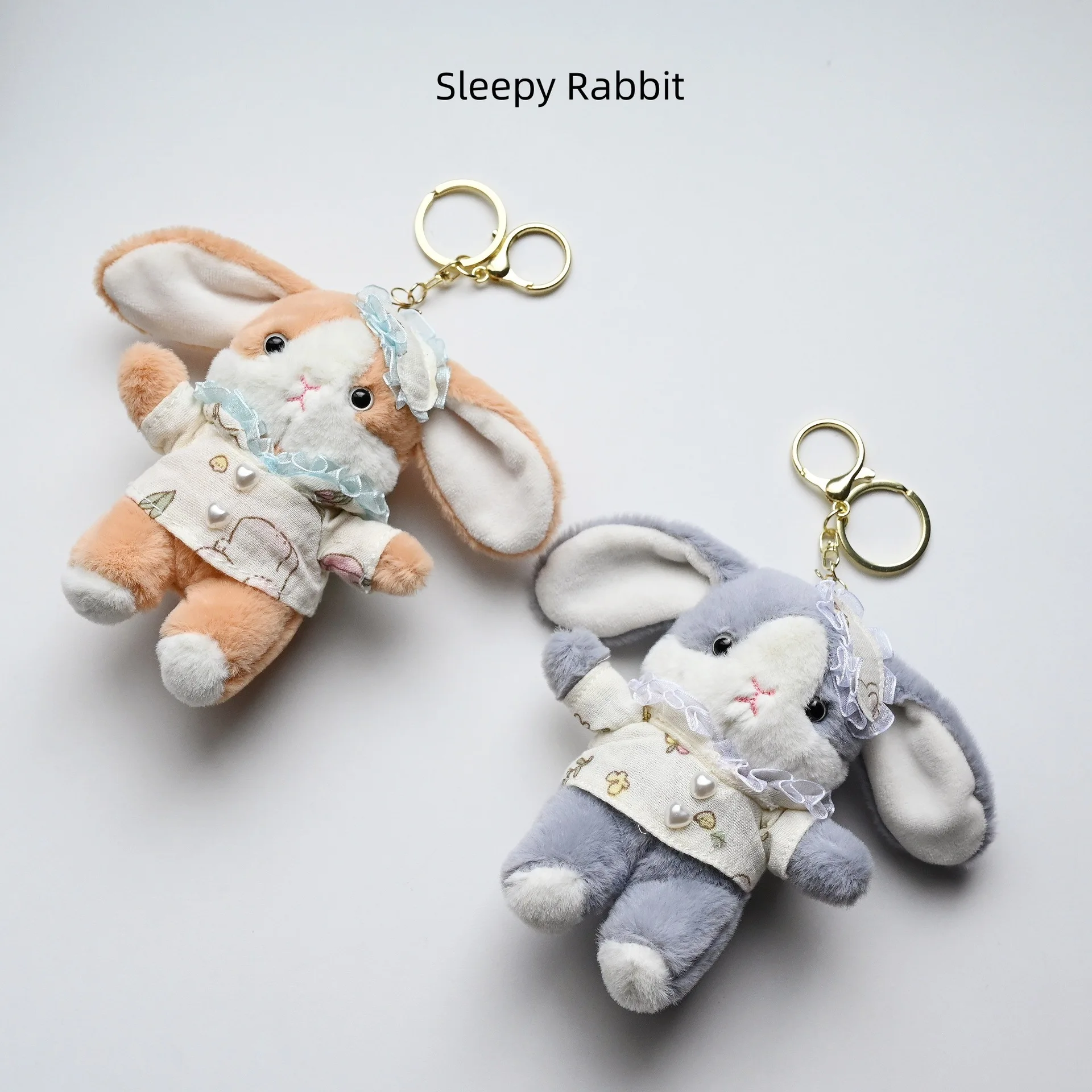 Cute Sweet Bunny Doll Plush Toy Pendant Keychain Cartoon Soft Plush Stuffed Animal Bunny Creative Backpack Decoration Girl Gift