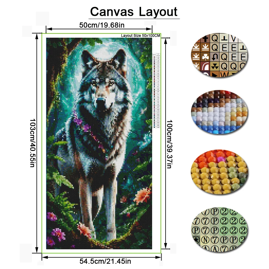 Wolf Large Size Diy Diamond Art For Adults Painting New Arrivals 2026 Wild Animals Full Mosaic Embroidery Picture Wall Decor
