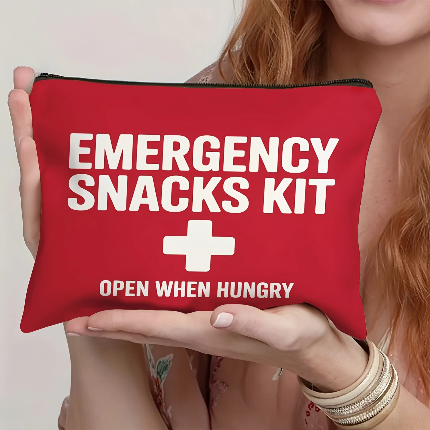 Emergency Snacks & First Aid Kit Bag with Red Cross Symbol - Portable Organizer, Toiletry & Supply Storage for First Aid Kit
