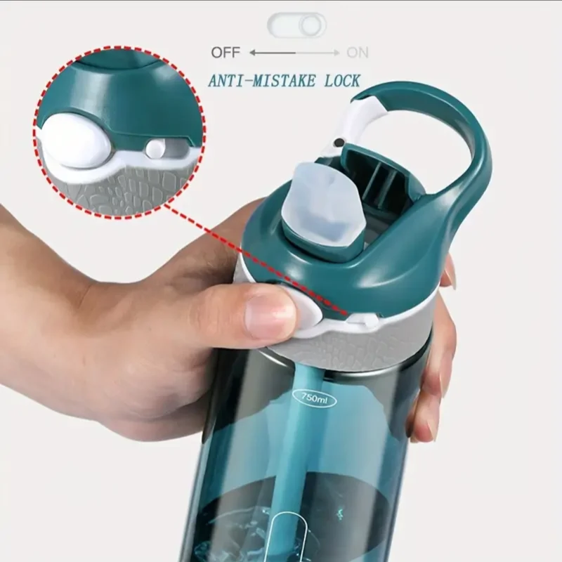 750ml Sports Water Bottle - Hydration On-the-go with Convenient Straw, Perfect for Camping, Hiking BPA-Free and Safe