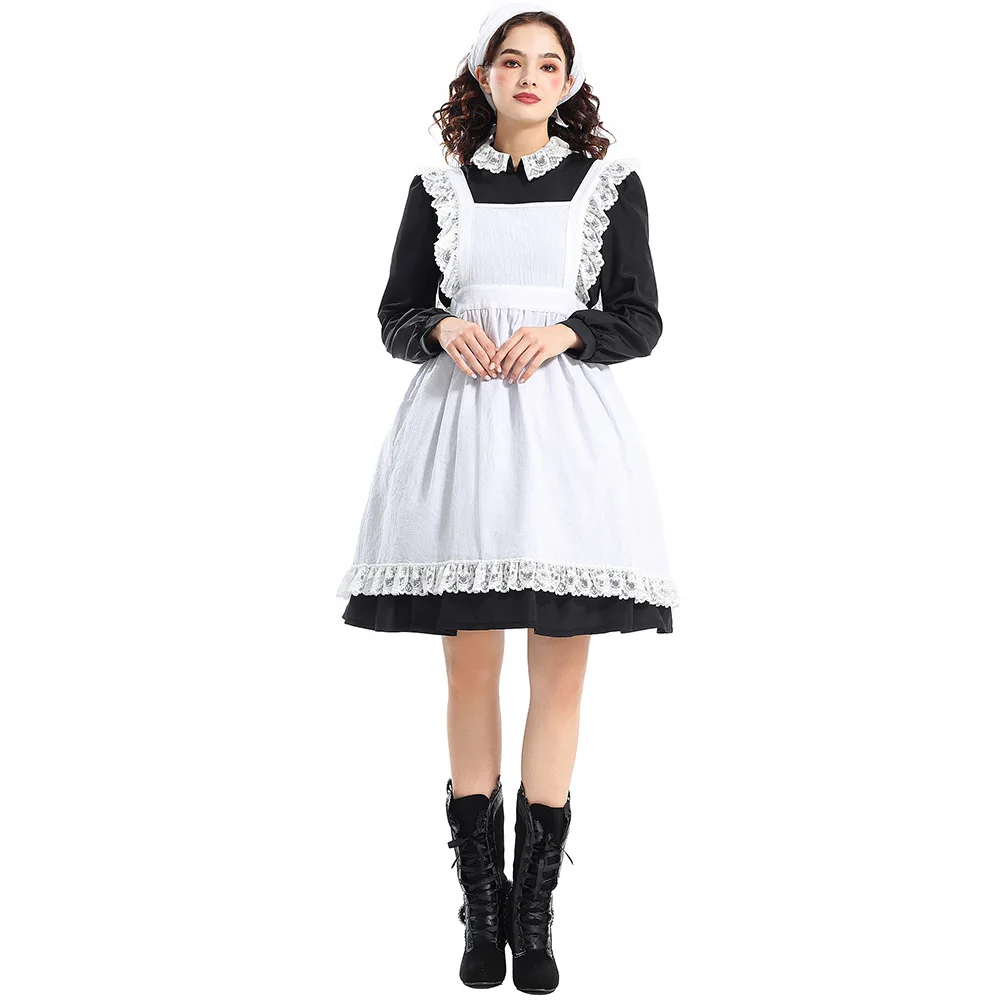 

Костюм на Хэллоуин для взрослых и женщин, новая винтажная цветная элегантная горничная, китайское производство, весенний сезон 2024, весенний сезон