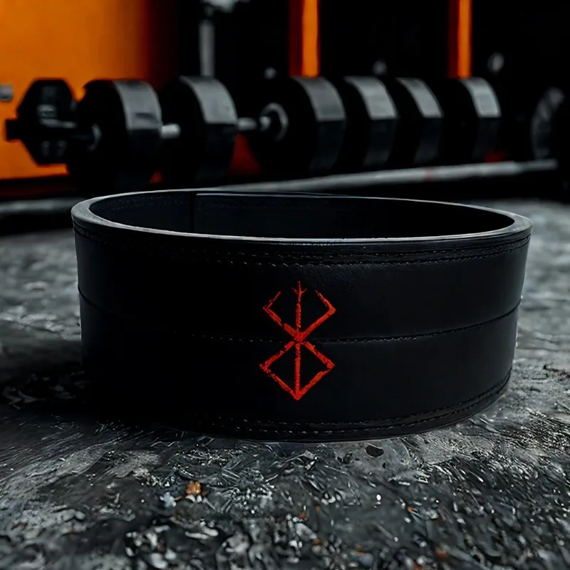 Cowhide Embroidery Powerlifting Weightlifting Belt Gym Fitness Waist Support Squat Deadlift Crossfit Back Support Set