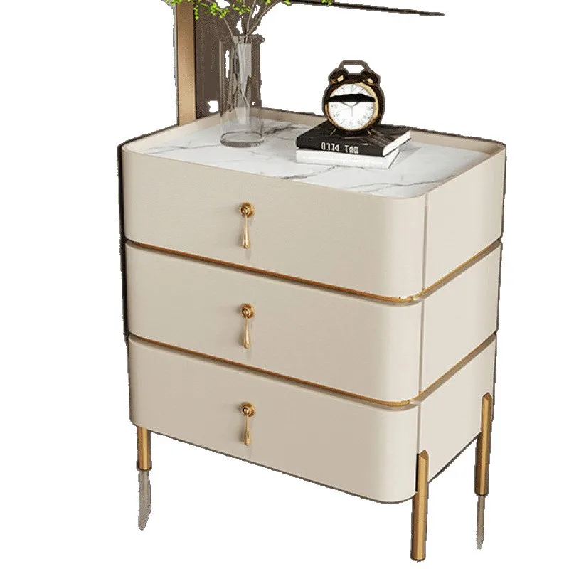 

Light luxury simple modern Internet celebrity bedside table Home bedroom High sense three pumping bedroom Solid wood cabinet