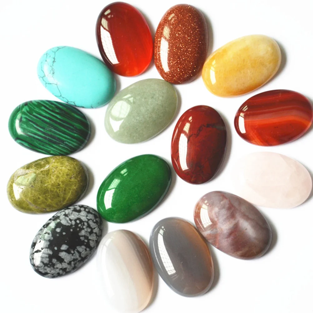 10Pcs Natural Stone Jewelry Accessories Unique Polished Cabochons DIY Crafts Flat Back No Holes Mixed Color Bulk