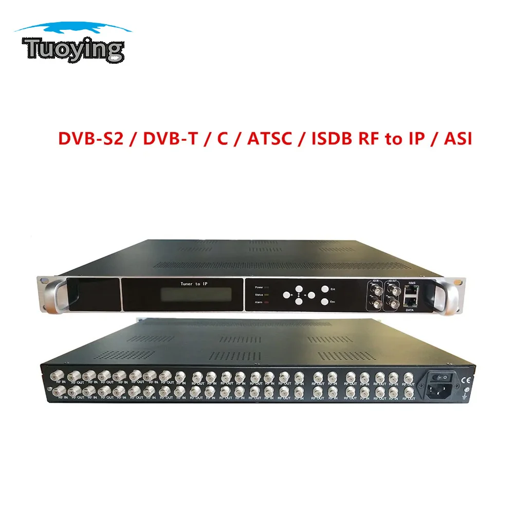 

24 Channel Tuner for Cable TV Digital Front End Digital TV TUNER to IP ASI DVB-S2 DVB-T DVB-C ATSC ISDBT RF to IP Hotel IPTV