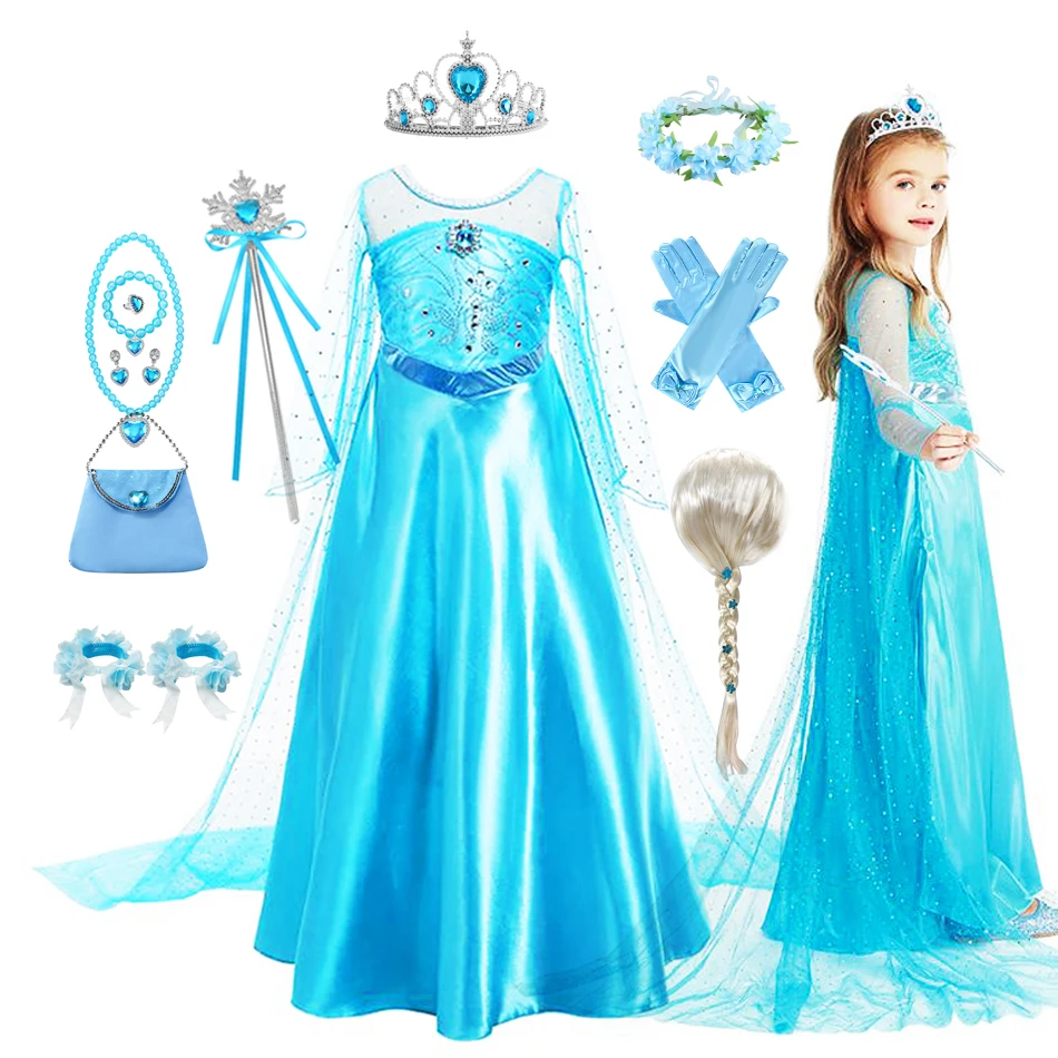 Elsa Dress for Girls Birthday Princess Dress For Kids Halloween Carnival Easter Party Cosplay Girls Costume