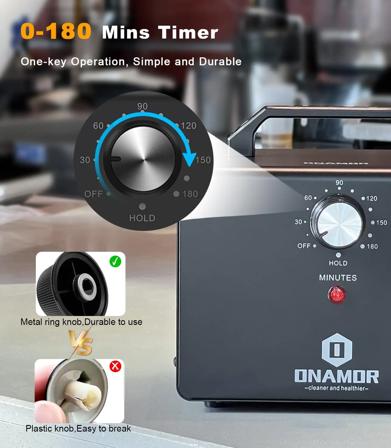 Ozongenerator 77000 mg, ozonmachine-ionisator O3-deodorant voor thuis, kelder, rook en huisdierkamer (eliminatie van geuren A