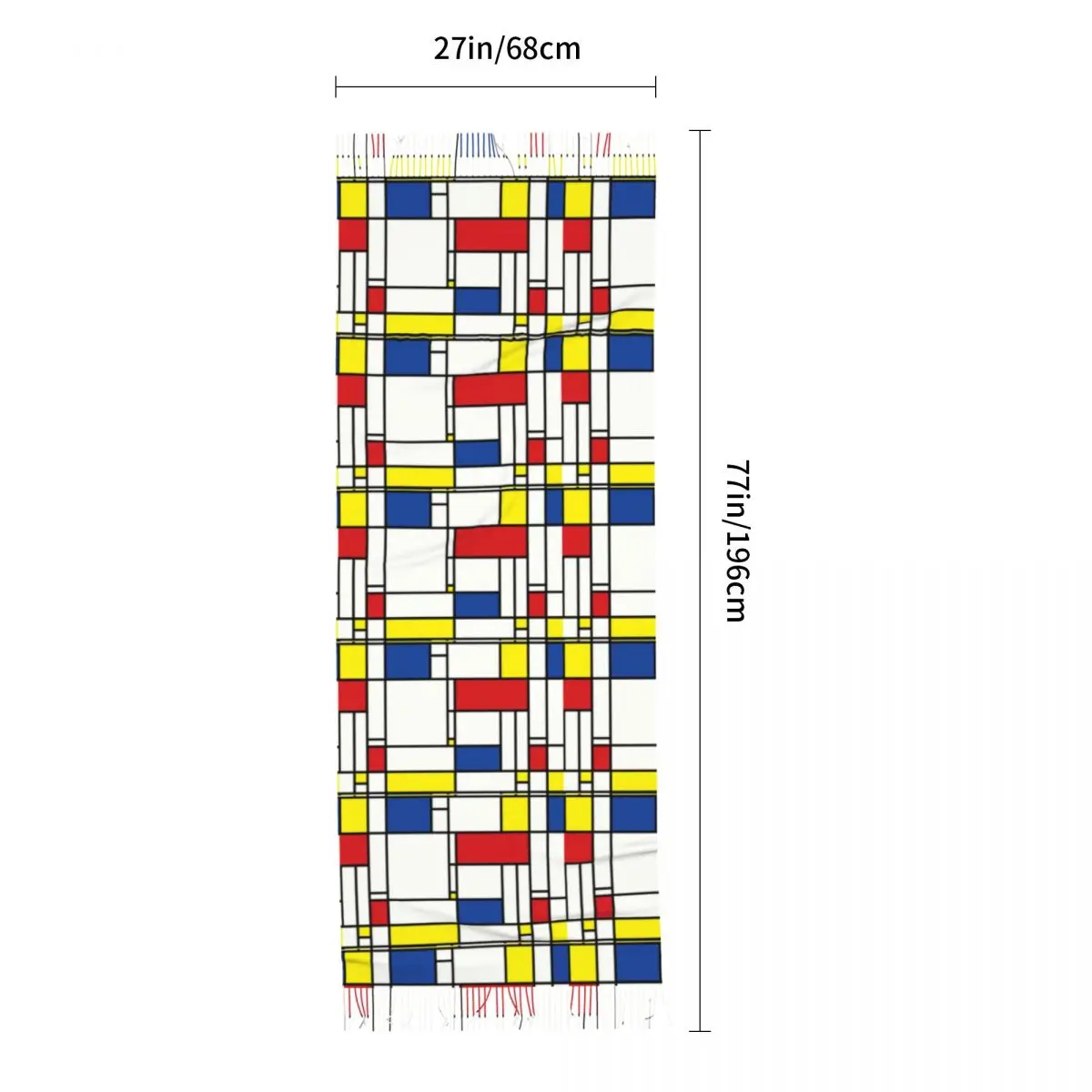 Piet Mondrian-bufanda minimalista De Stijl para mujer, chal largo y cálido con borlas, bufandas versátiles Unisex, invierno y otoño