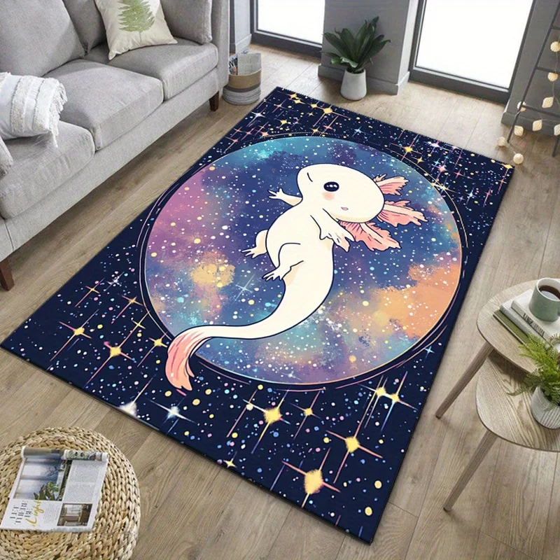 Cosmic Axolotl Rug | Galaxy Themed Carpet for Space Lovers | Unique Living Room Decor with Aquatic Charm Skid resistant carpet