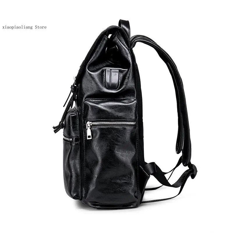 Pu Soft Leather Men\'s Bag Backpack Travel Bag Casual Computer Backpack Outdoor Travel Backpack