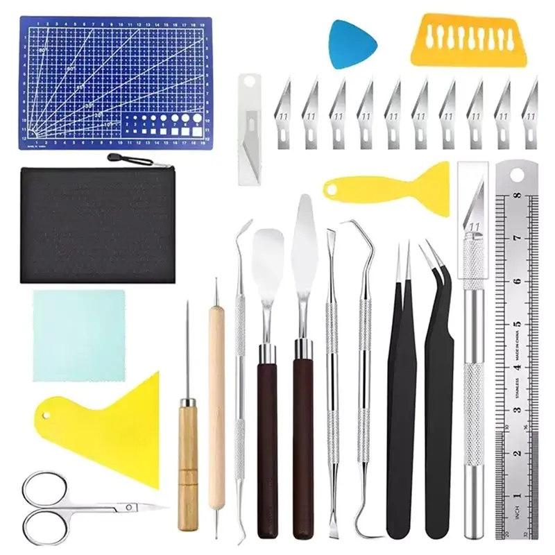 WCS-For Vinyl For Hobby Scrapbook Stainless Steel And Plastic 29Pcs Weeding Tools, Craft Tools Set Multifunctional Tool Set